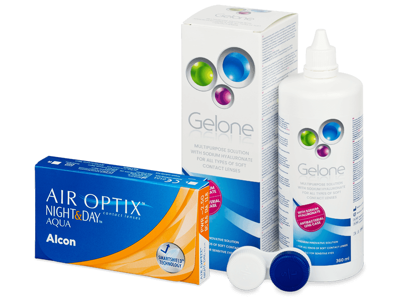 Air Optix Night and Day Aqua (6 lenses) + Gelone Solution 360 ml