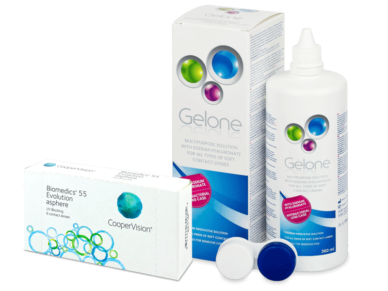 Biomedics 55 Evolution (6 lenses) + Gelone Solution 360 ml