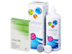 Clear 58 (6 lenses) + Gelone Solution 360 ml
