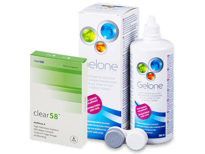 Clear 58 (6 lenses) + Gelone Solution 360 ml