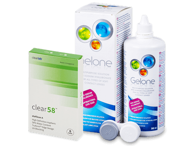 Clear 58 (6 lenses) + Gelone Solution 360 ml