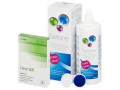 Clear 58 (6 lenses) + Gelone Solution 360 ml