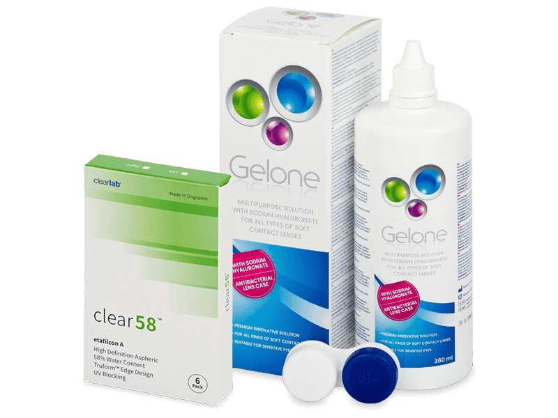 Clear 58 (6 lenses) + Gelone Solution 360 ml