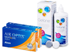 Air Optix Night and Day Aqua (2x3 lenses) + Gelone Solution 360 ml