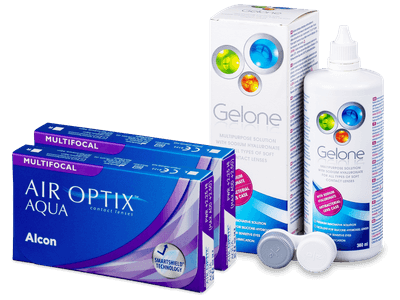 Air Optix Aqua Multifocal (2x3 lenses) + Gelone Solution 360 ml