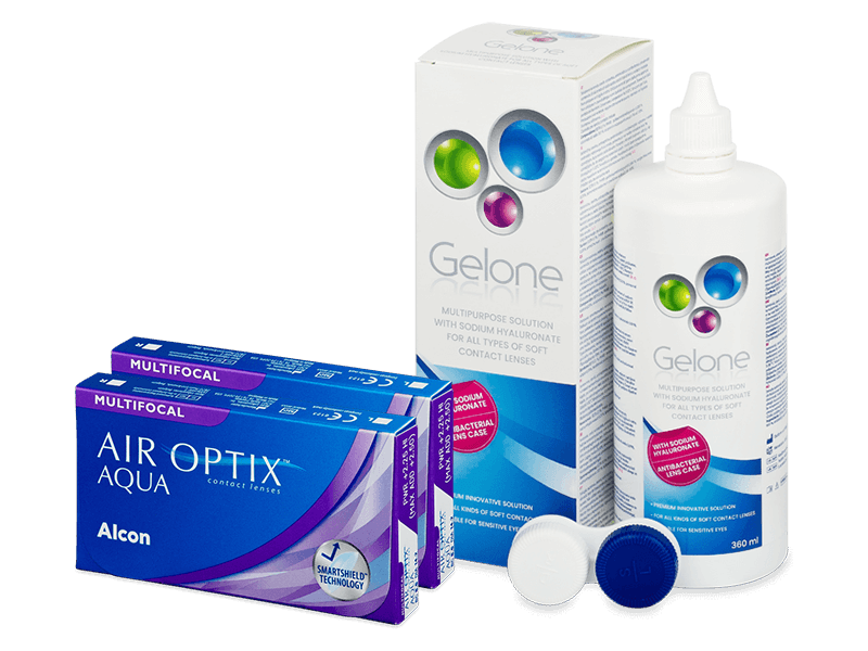 Air Optix Aqua Multifocal (2x3 lenses) + Gelone Solution 360 ml