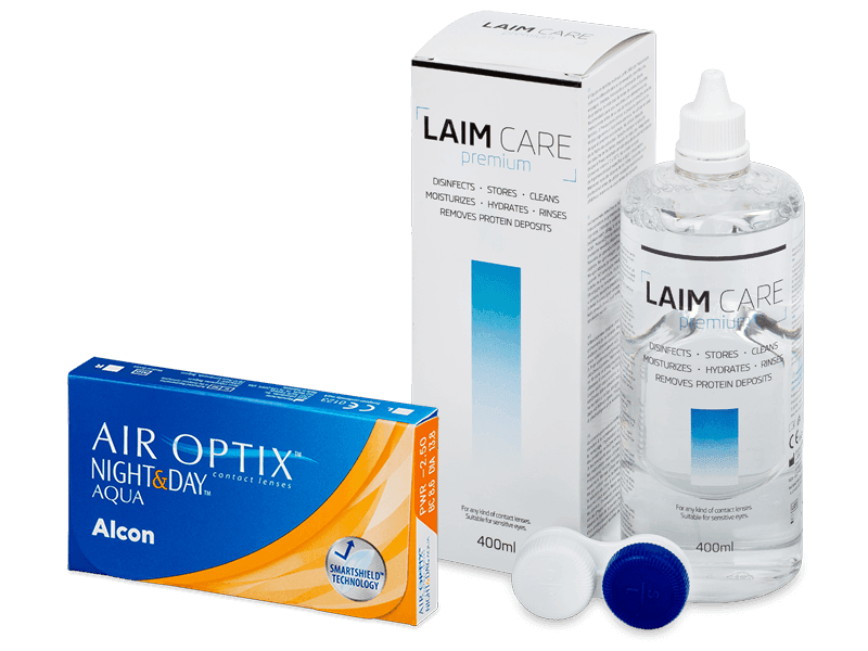 Air Optix Night and Day Aqua (6 lenses) + Laim Care Solution 400 ml