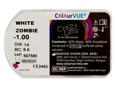 White Zombie contact lenses - power - ColourVue Crazy (2 coloured lenses)