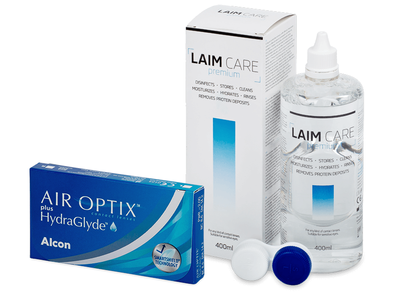 Air Optix plus HydraGlyde (3 lenses) + Laim-Care Solution 400 ml
