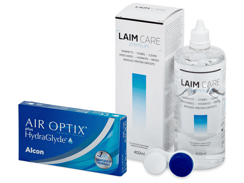 Air Optix plus HydraGlyde (3 lenses) + Laim Care Solution 400 ml