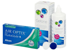 Air Optix plus HydraGlyde for Astigmatism (6 lenses) + Gelone Solution 360 ml