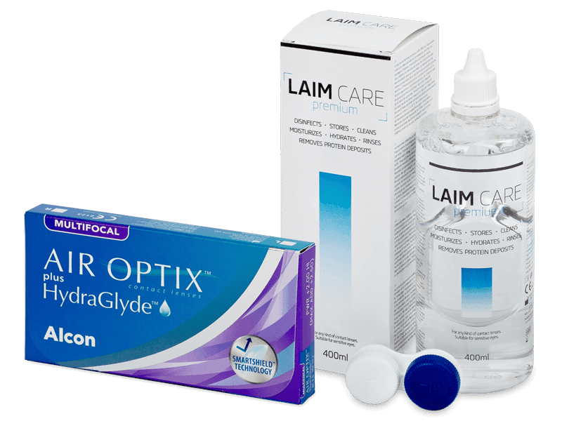 Air Optix plus HydraGlyde Multifocal (6 lenses) + Laim Care Solution 400 ml