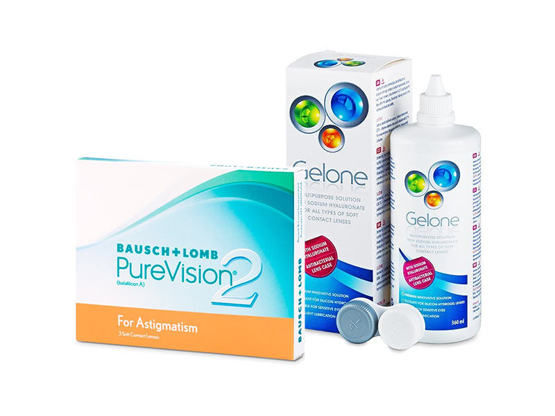 PureVision 2 for Astigmatism (3 lenses) + Gelone Solution 360 ml