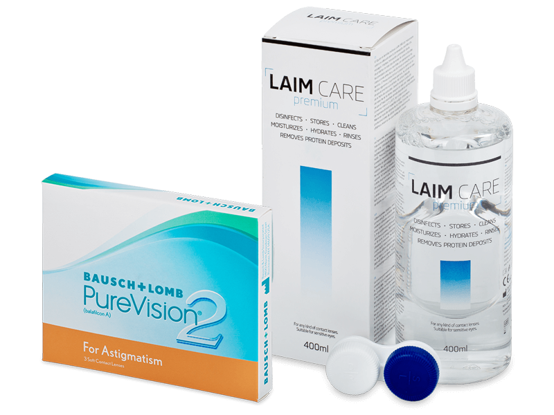 PureVision 2 for Astigmatism (3 lenses) + Laim-Care Solution 400 ml