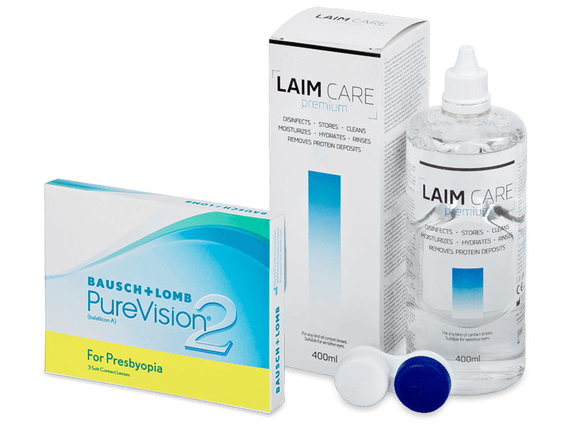 PureVision 2 for Presbyopia (3 lenses) + Laim Care Solution 400 ml