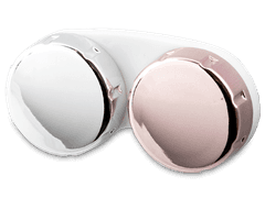 Contact lens case with mirrored finish – pink/silver