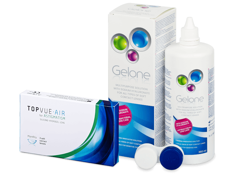 TopVue Air for Astigmatism (3 lenses) + Gelone Solution 360 ml
