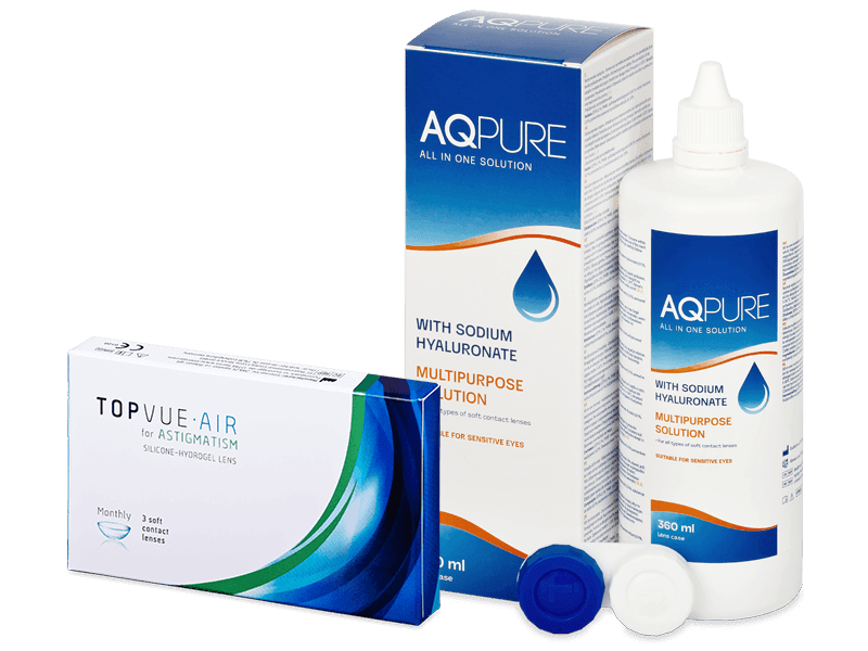TopVue Air for Astigmatism (3 lenses) + AQ Pure Solution 360 ml