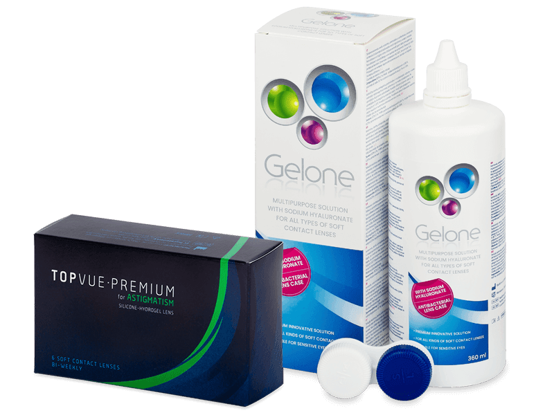 TopVue Premium for Astigmatism (6 lenses) + Gelone Solution 360 ml