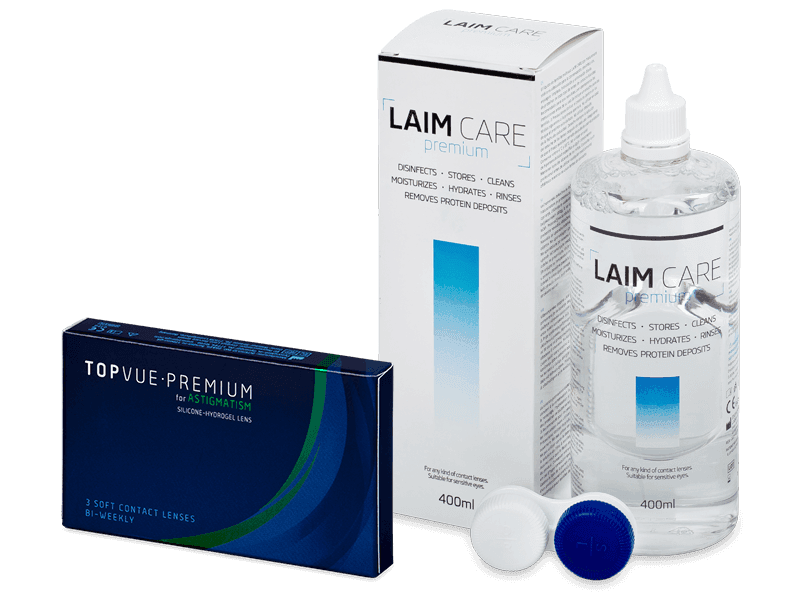 TopVue Premium for Astigmatism (3 lenses) + Laim Care Solution 400 ml