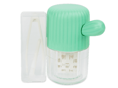 Rotating case for contact lenses – green cactus