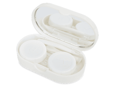 Lens Case with mirror TopVue - white oval
