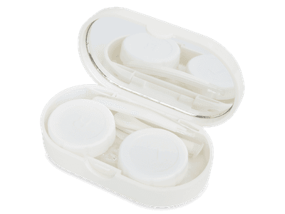 Lens Case with mirror TopVue - white oval 