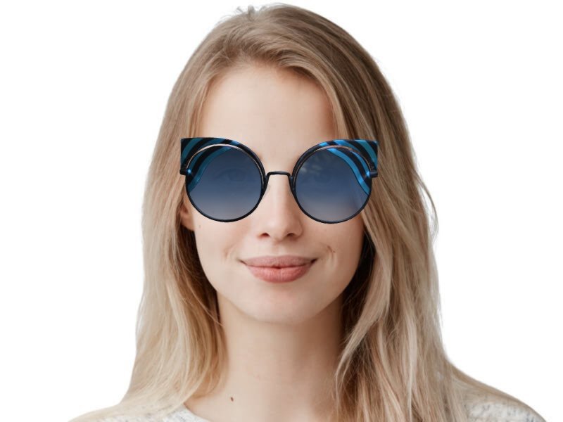 Fendi Hypnoshine Cat Eye Sunglasses FF0215S 0LB JF 53 Fendi HYPNOSHINE FF 0215/S BLACK AZURE/VIOLET AZURE women  main image 4